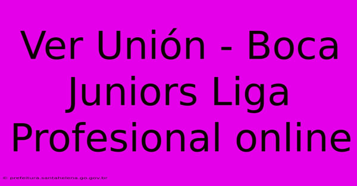 Ver Unión - Boca Juniors Liga Profesional Online