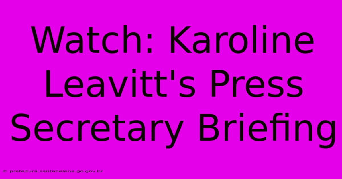 Watch: Karoline Leavitt's Press Secretary Briefing