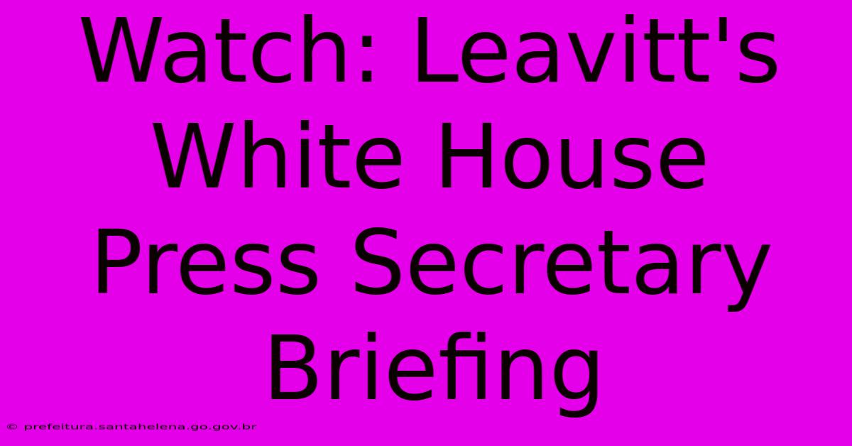 Watch: Leavitt's White House Press Secretary Briefing